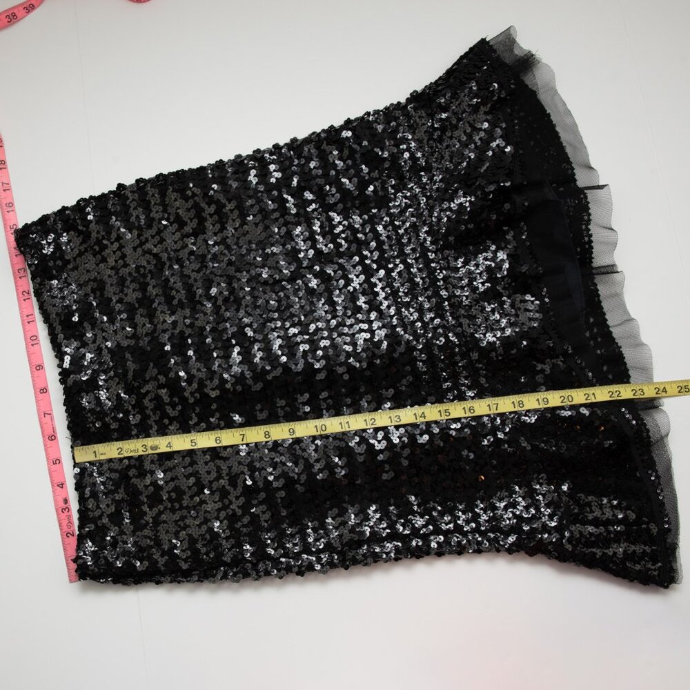 Nanette Lepore Sequin Skirt Tulle Hem Mermaid Midi Evening Black Size 6 - Picture 6 of 6